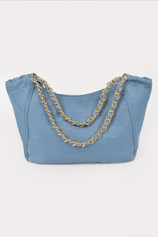 The Classic Denim Chain Tote Bag