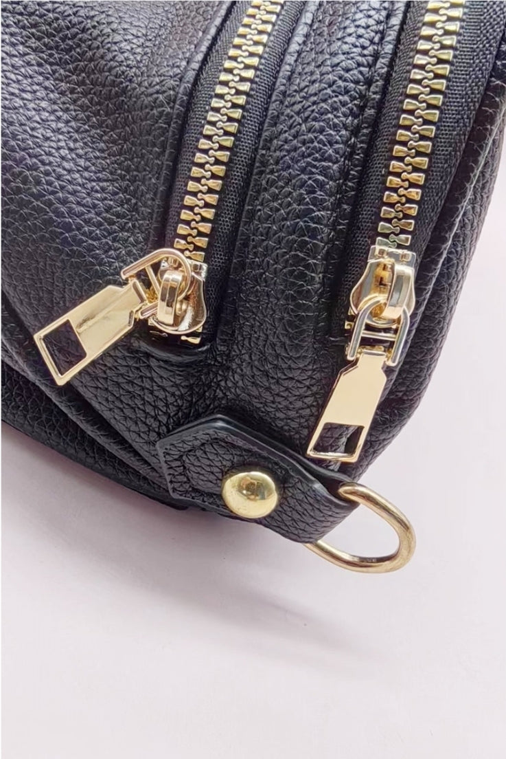 Black Double Zipper Bum Bag