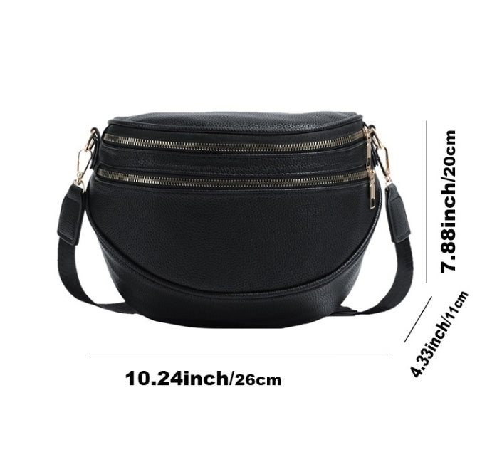 Black Double Zipper Bum Bag