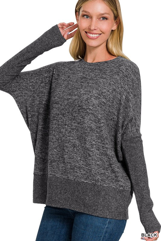 Brushed Melange acci Dolman Sleeve Sweater