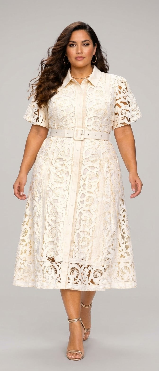 Vintage Romance Cotton Lace in Ivory Dress