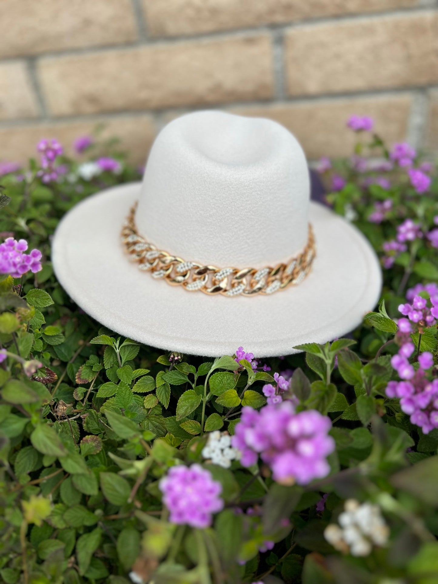 Cream & Gold Small Brim Fedora