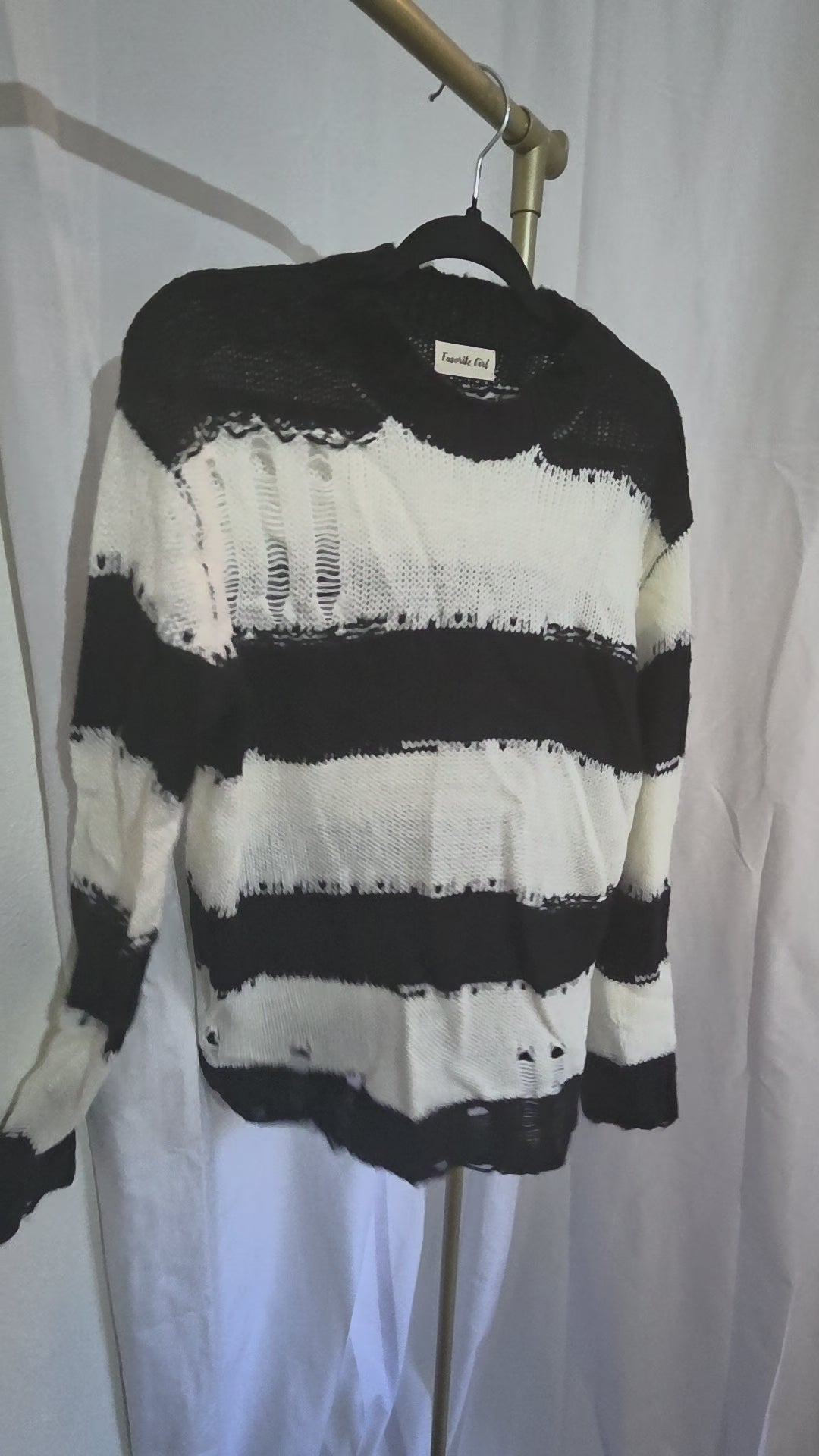 COLORBLOCK STRIPED KNIT DISTRESS SWEATER