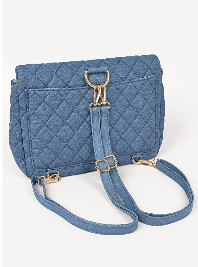 Denim Quilted Backpack