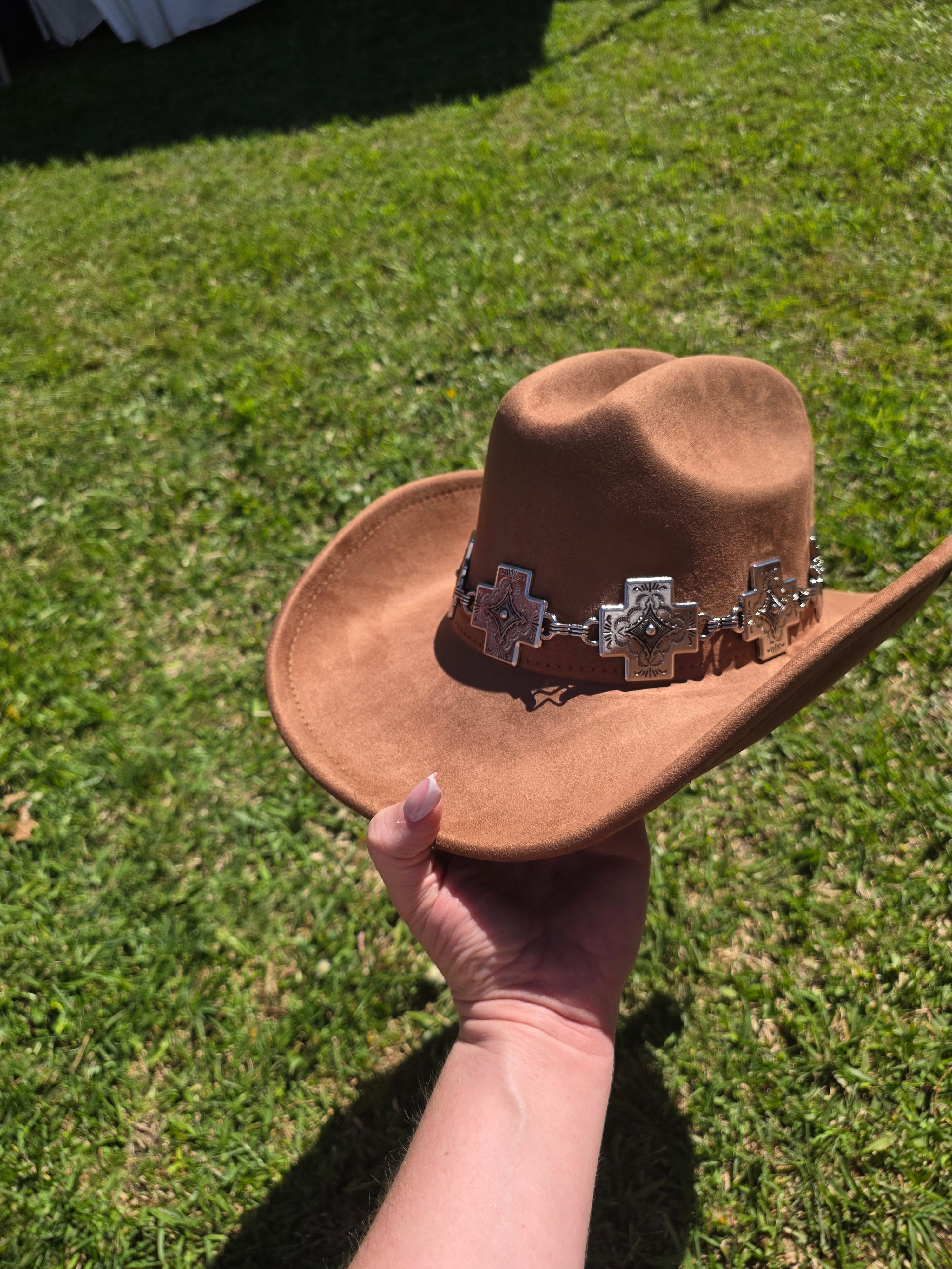 Cross Banded Microsuede Cowboy Hat