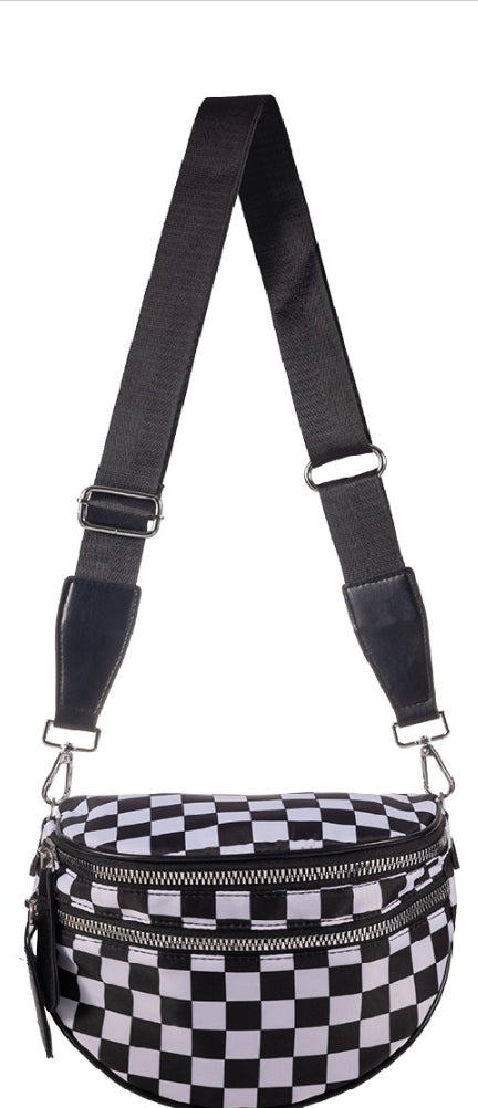 Black Checkered Bum Bag
