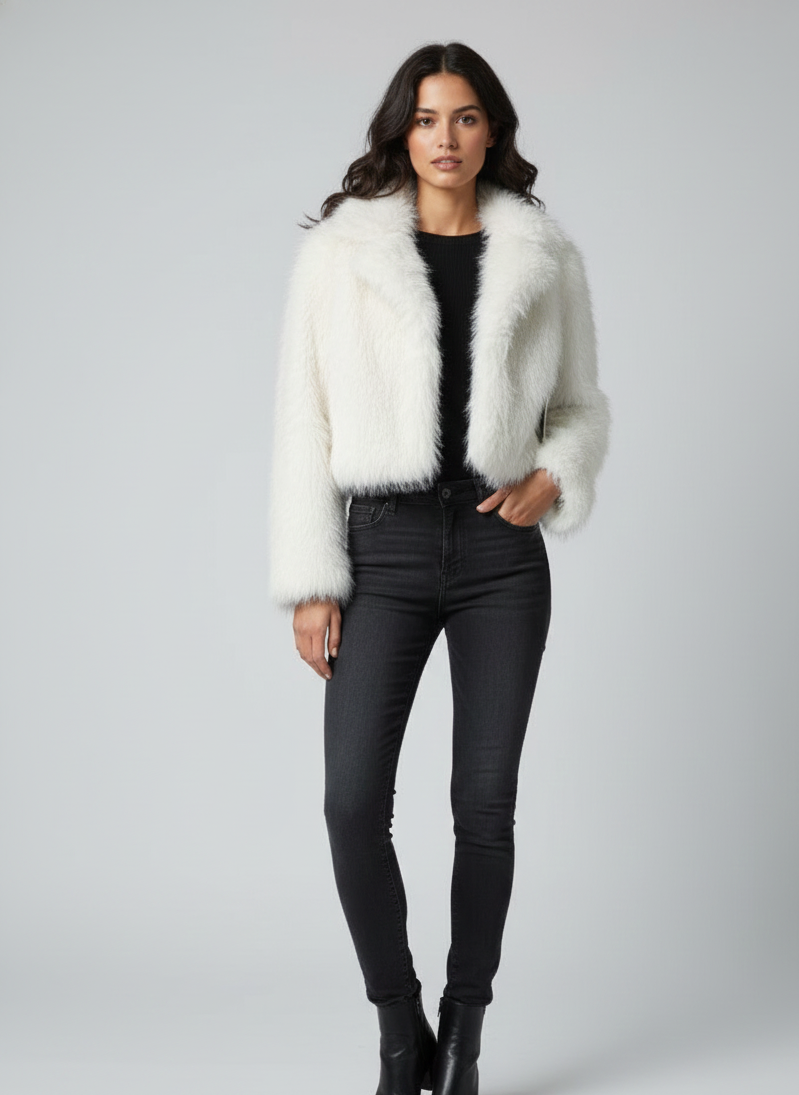 Snow White Faux Fur Crop Coat