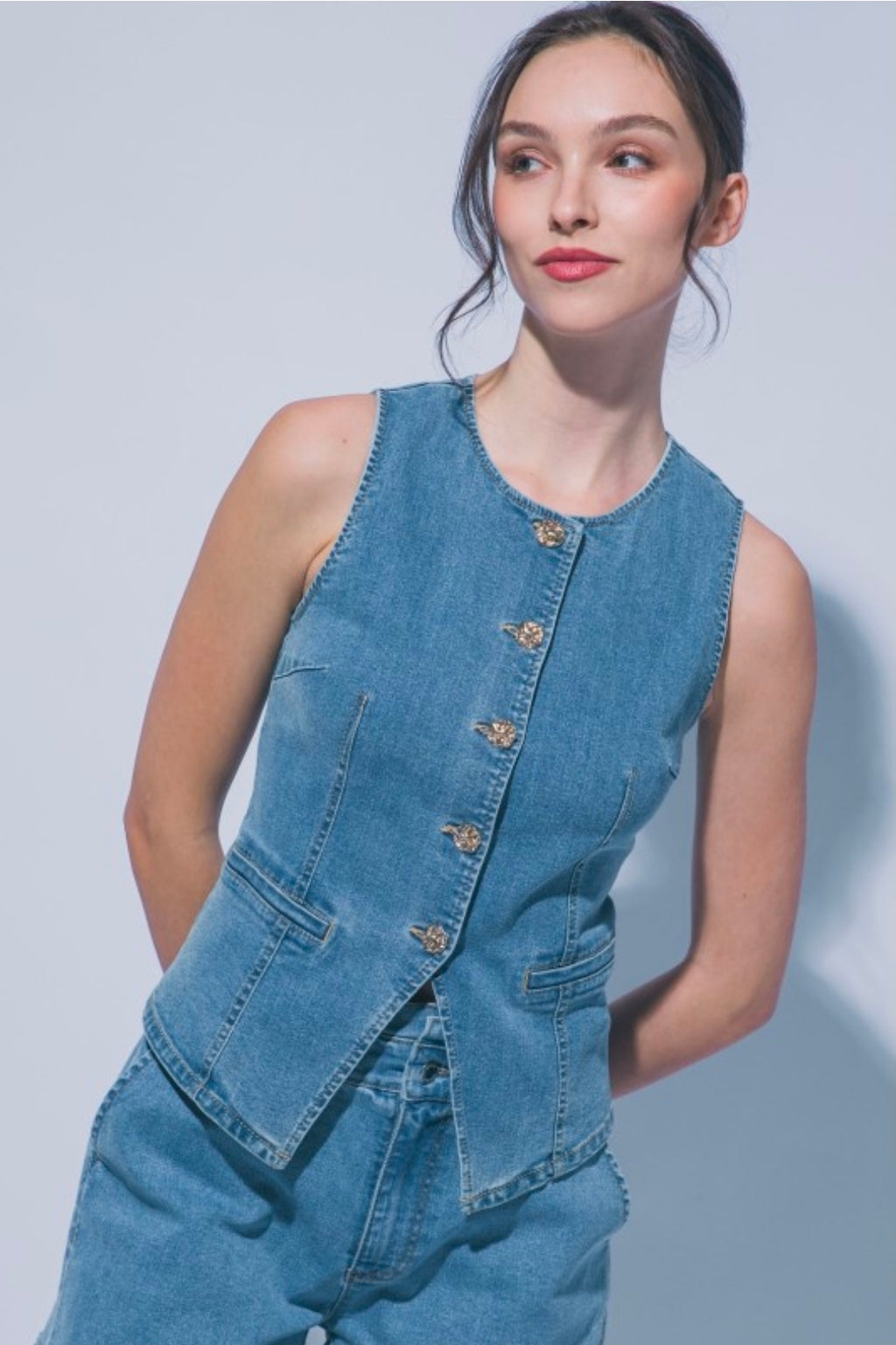 Denim Button down Vest