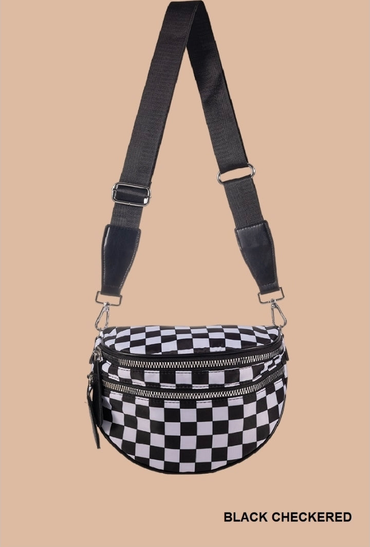 Black Checkered Bum Bag