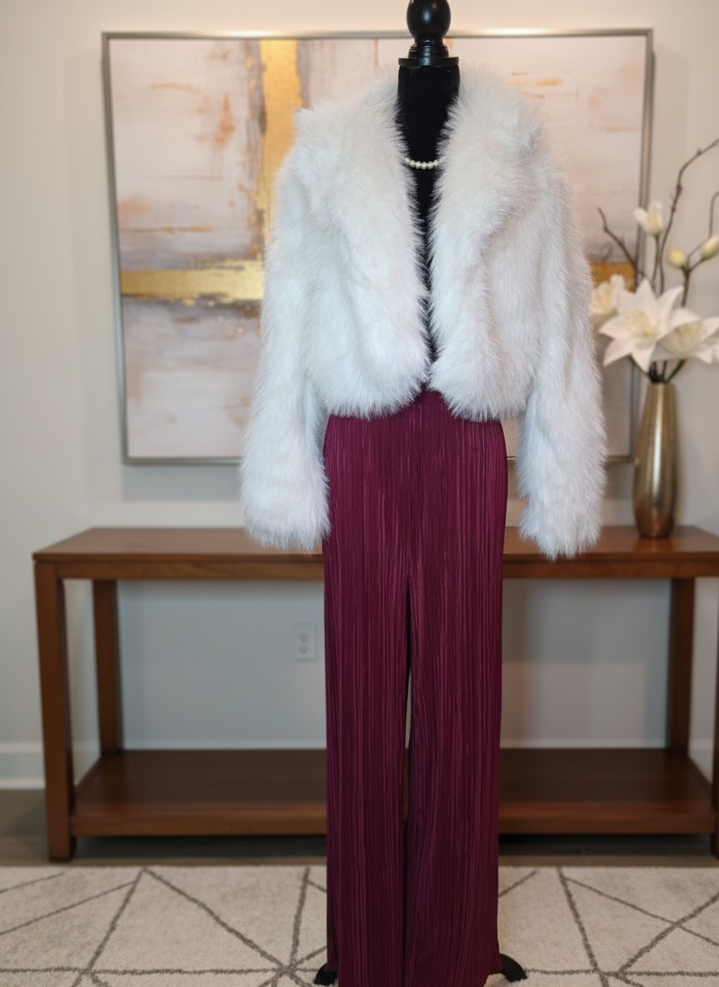 Snow White Faux Fur Crop Coat