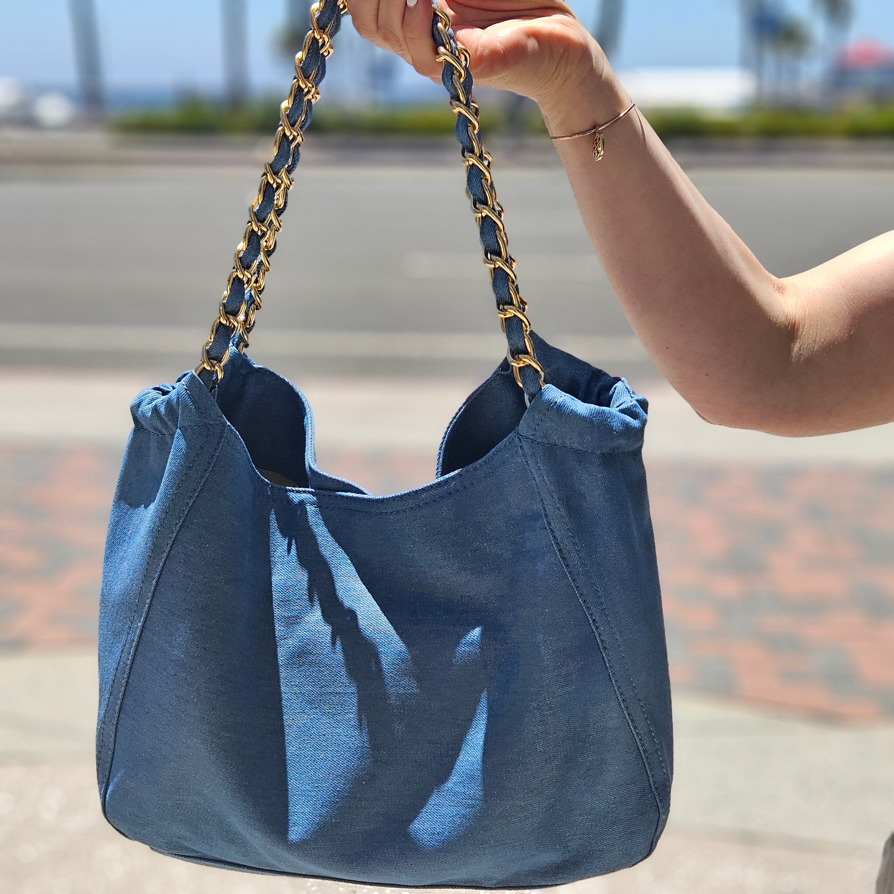 The Classic Denim Chain Tote Bag