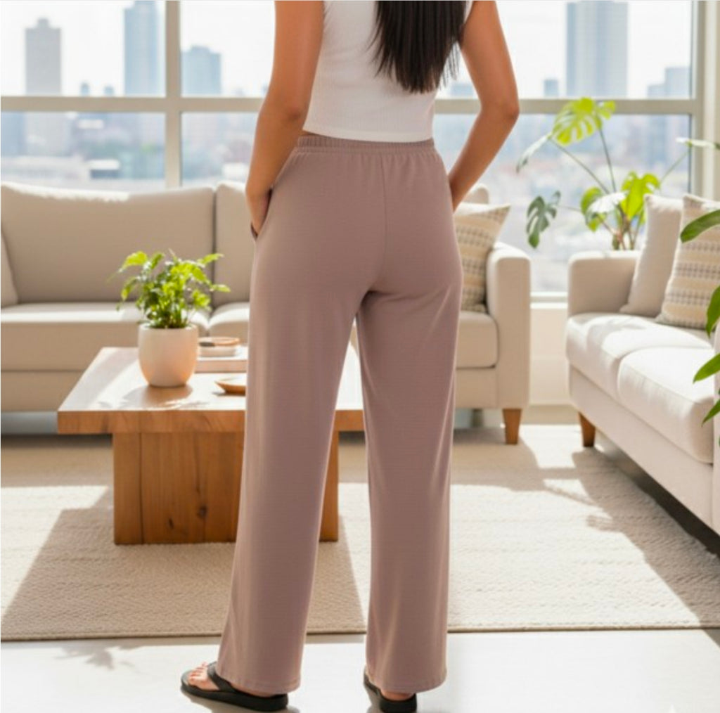 Tan Wide Leg Minimalist Pants