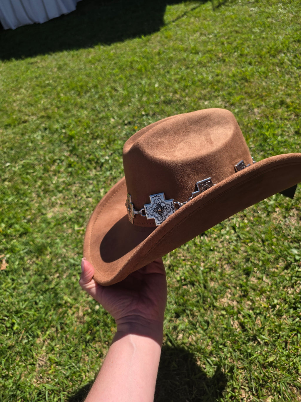 Cross Banded Microsuede Cowboy Hat