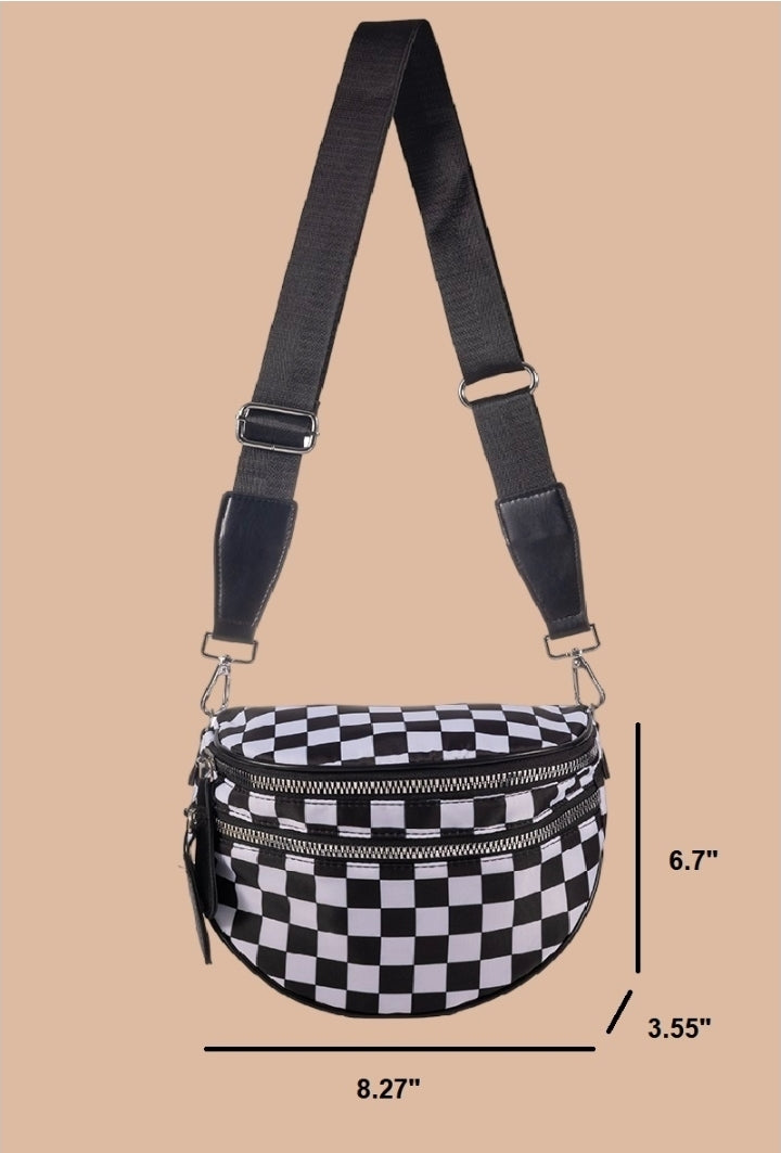 Black Checkered Bum Bag