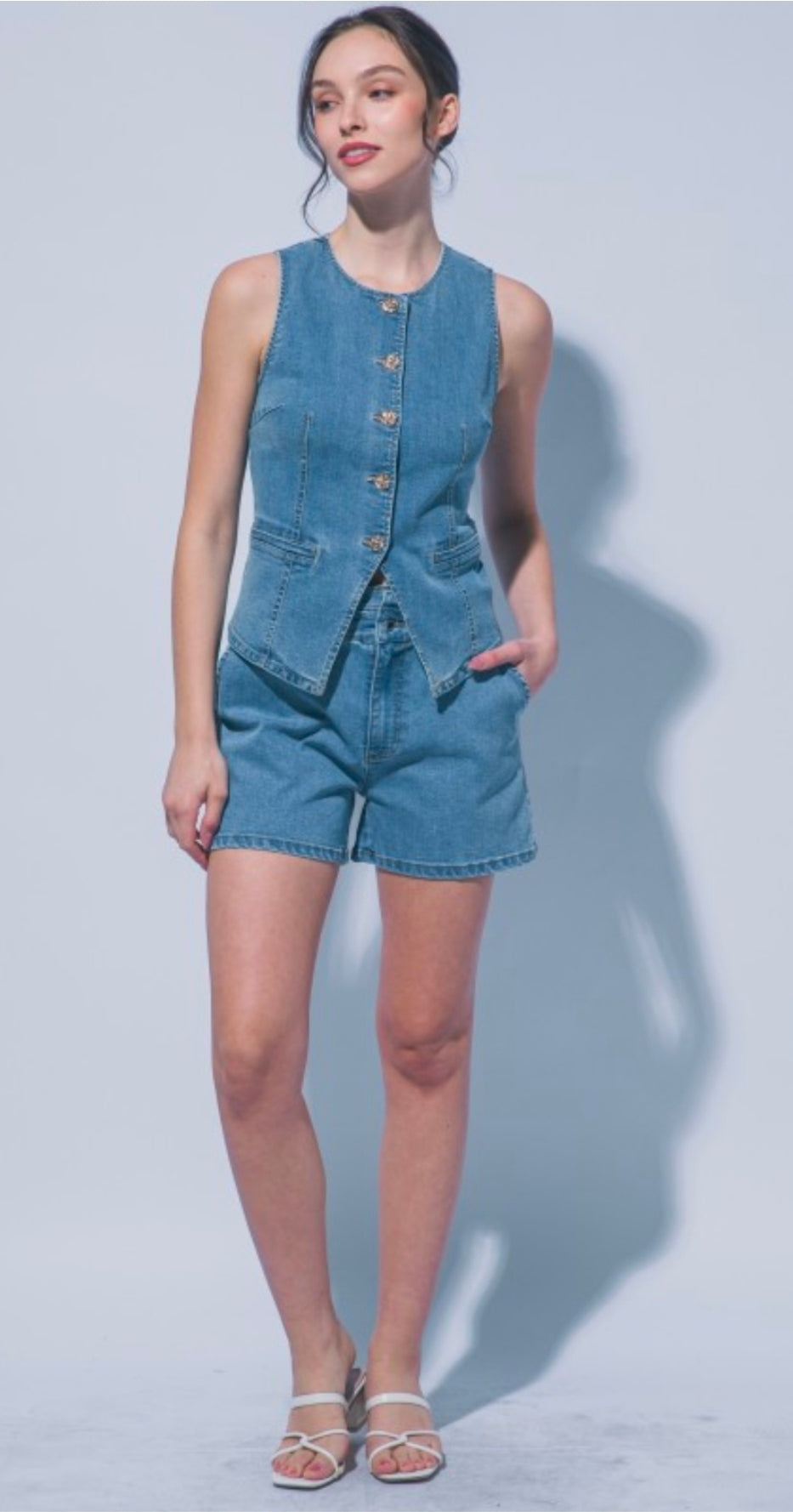 Denim Button down Vest