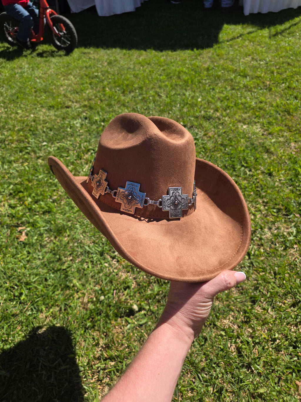 Cross Banded Microsuede Cowboy Hat