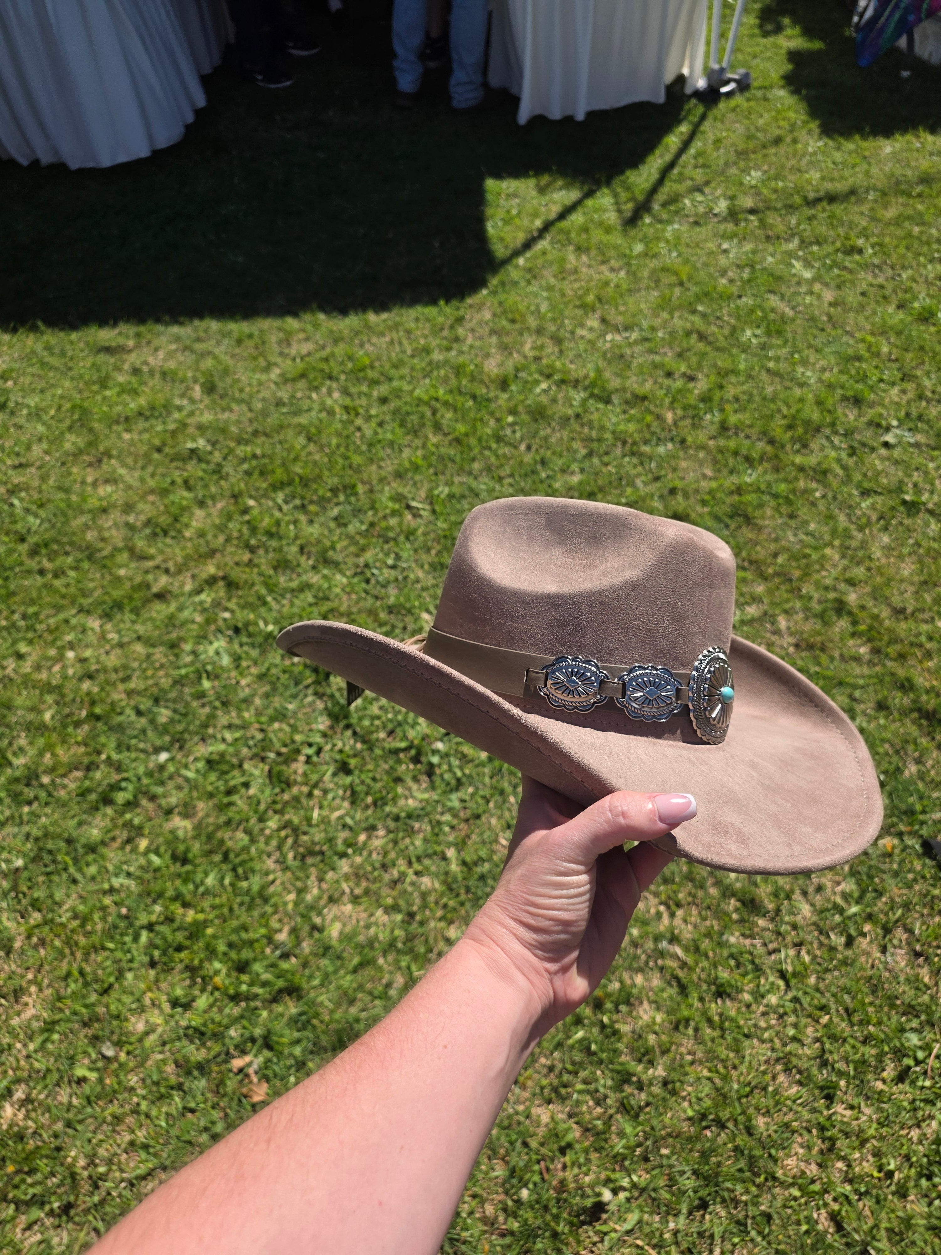 Concho Link Banded Microsuede Cowboy Hat