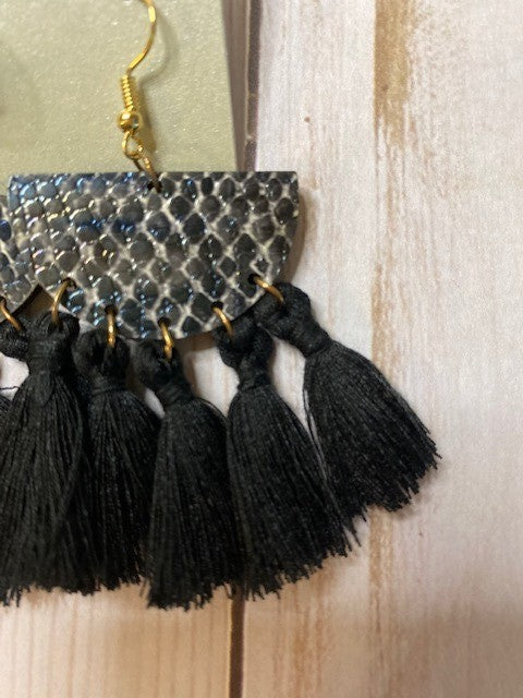 Black Snake Tassle Earrings