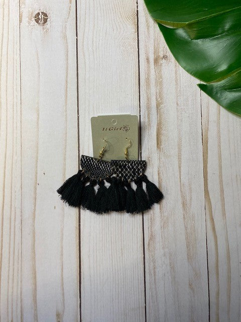 Black Snake Tassle Earrings