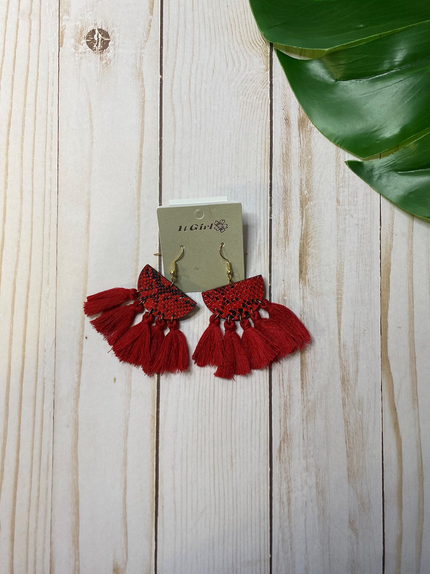 Red Snake Tassle Earrings