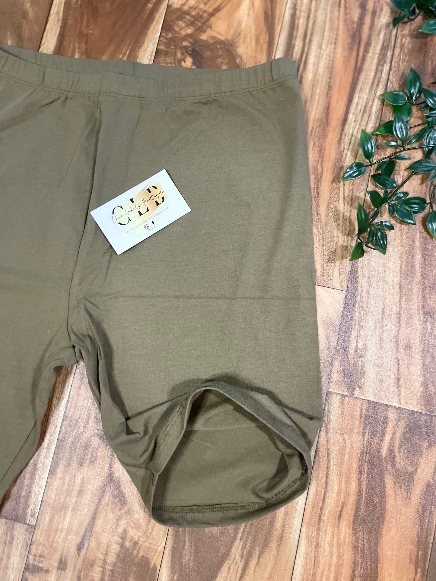 Olive Green Biker Shorts