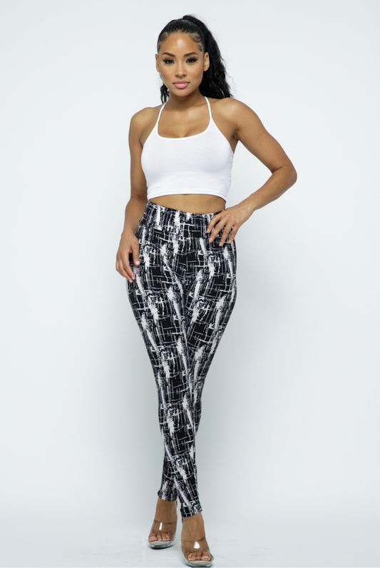 Abstract High Waist Leggings