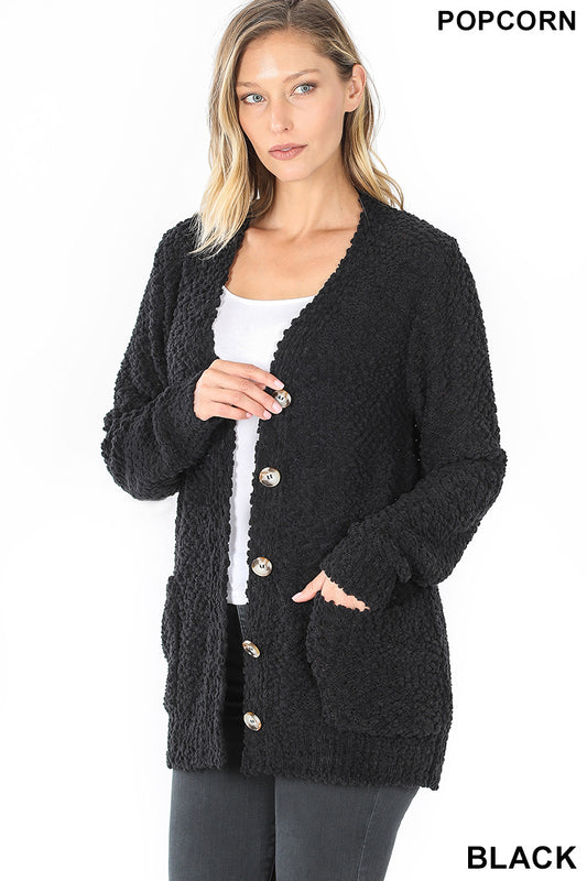 Black Popcorn Cardigan