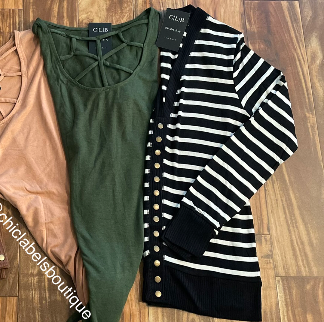 Black Striped Cardigan