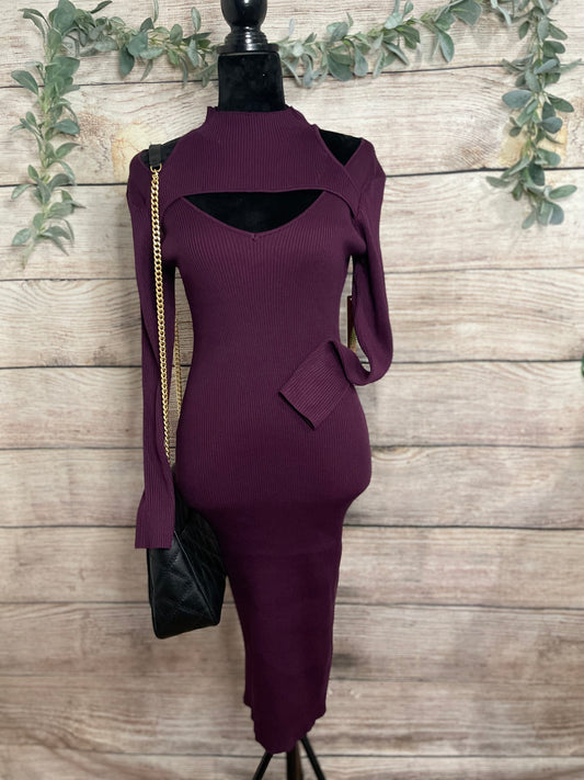 Plum Ribbed MIDI Dress