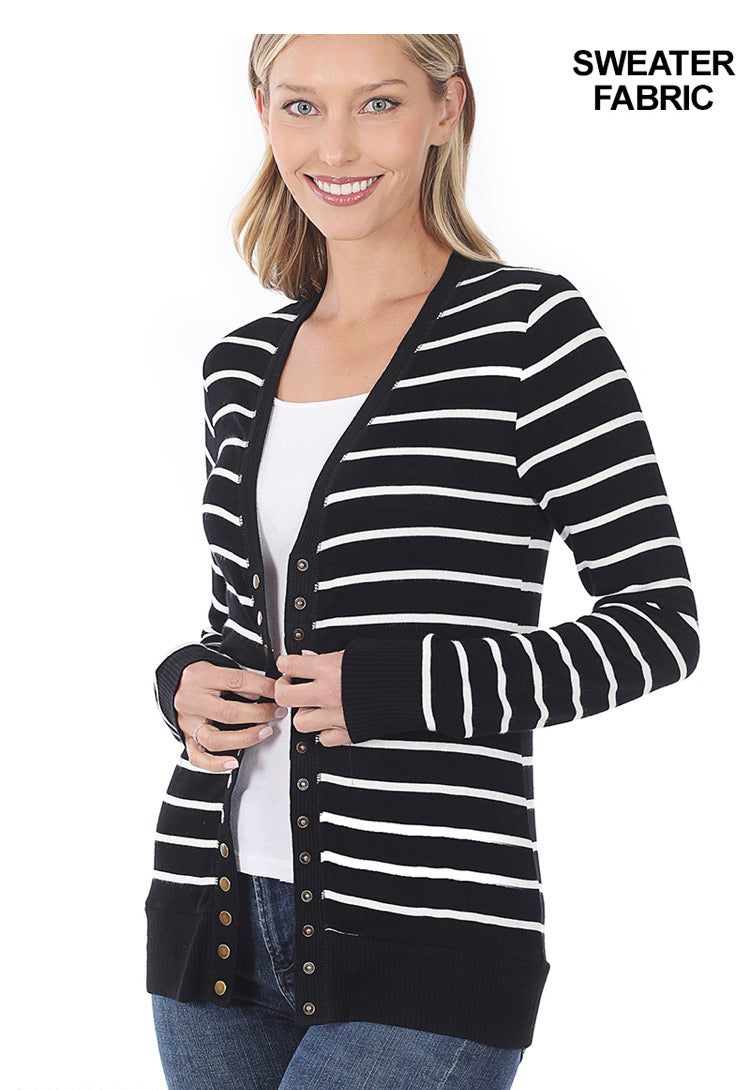 Black Striped Cardigan