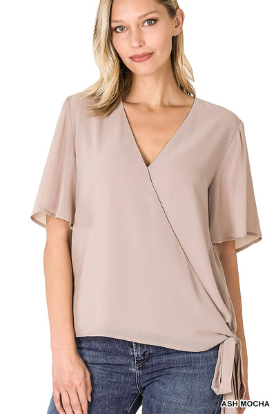 Woven Double Layer Chiffon Side Top