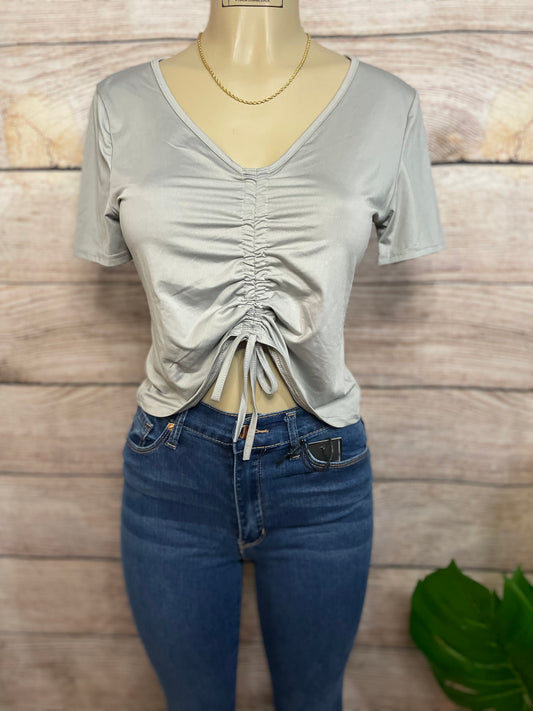 Grey Ruched Crop Top