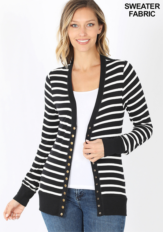 Black Striped Cardigan