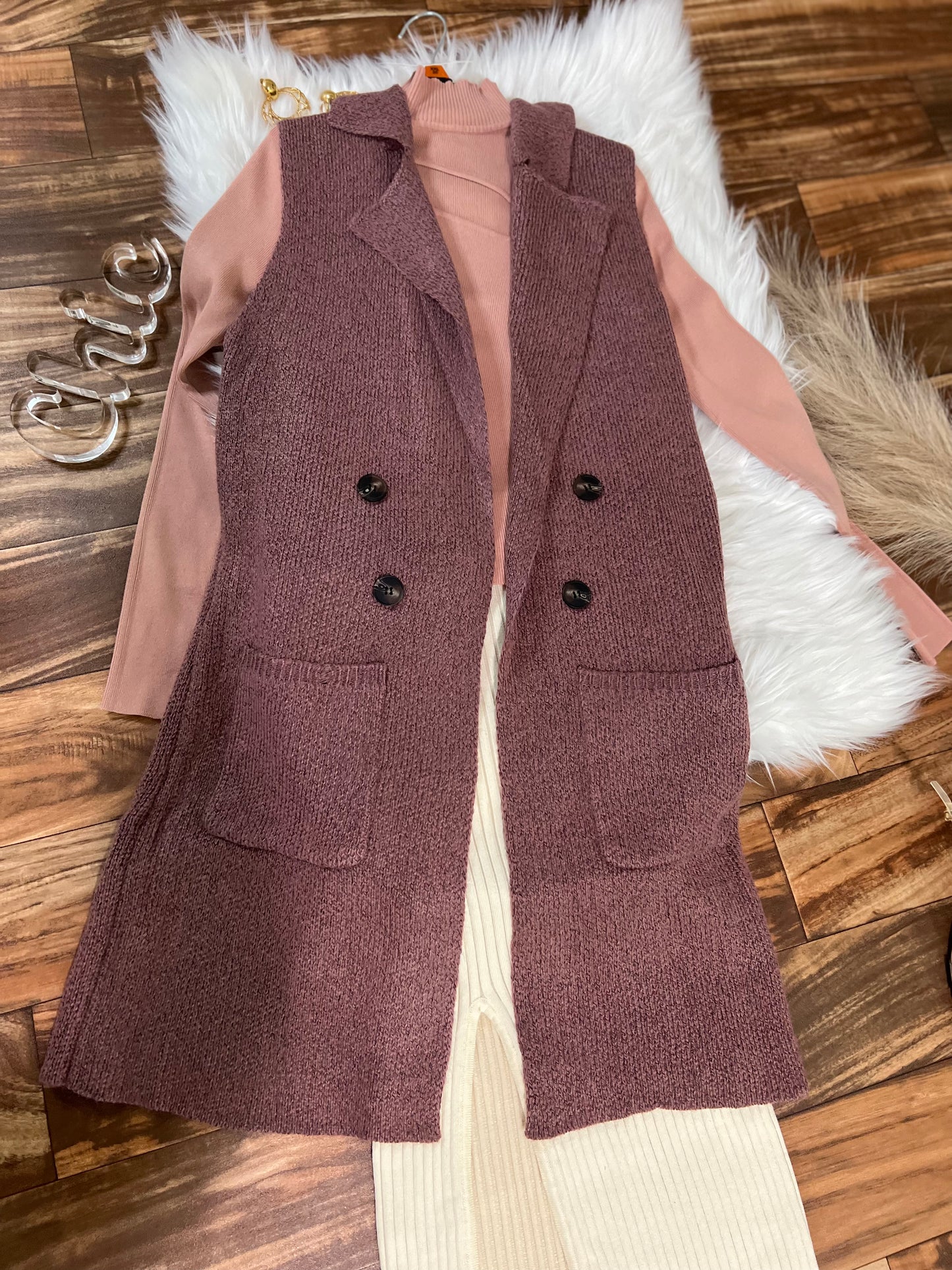 Falling for You Vest Rose