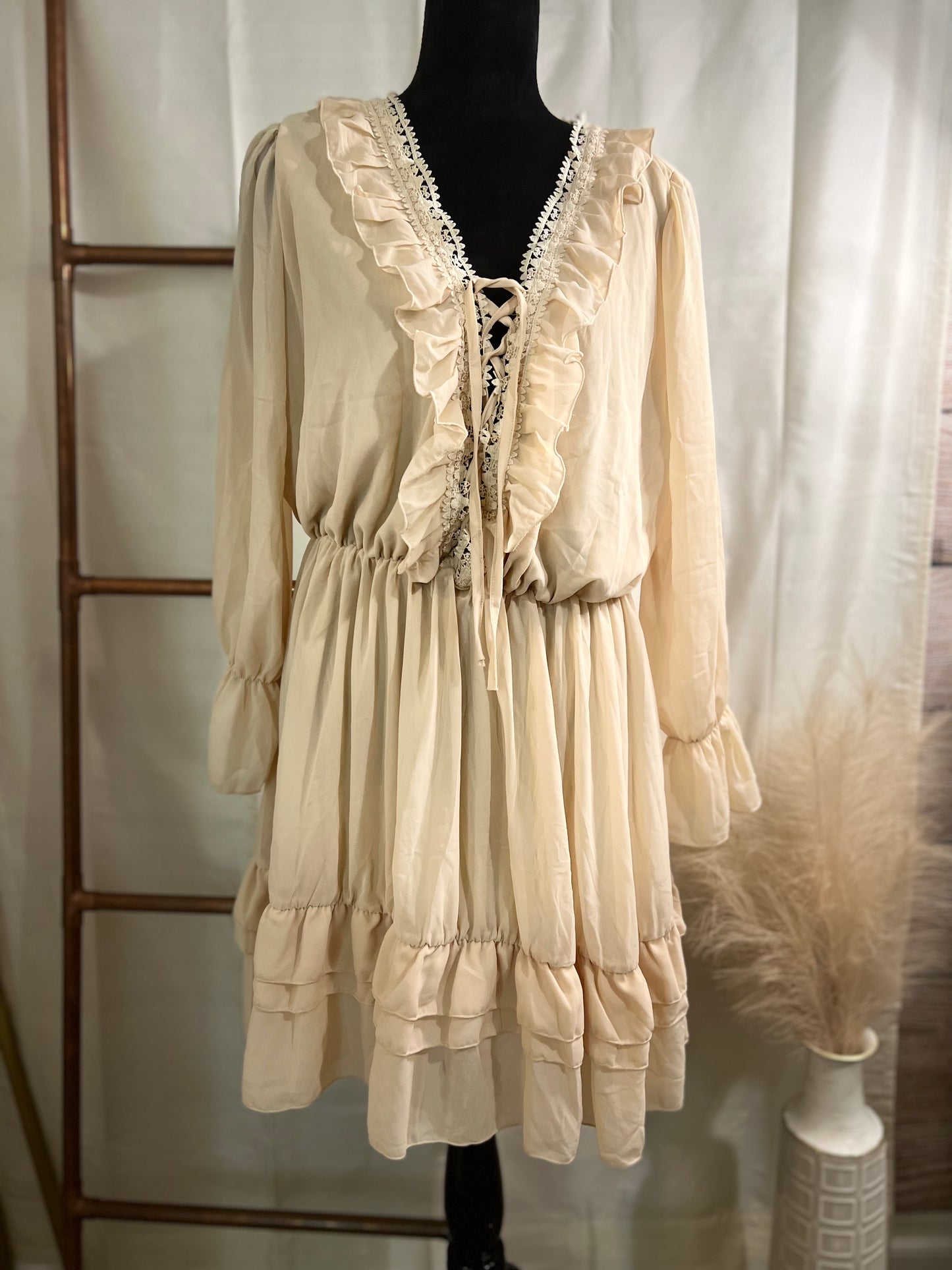 Cream Ruffled Dress