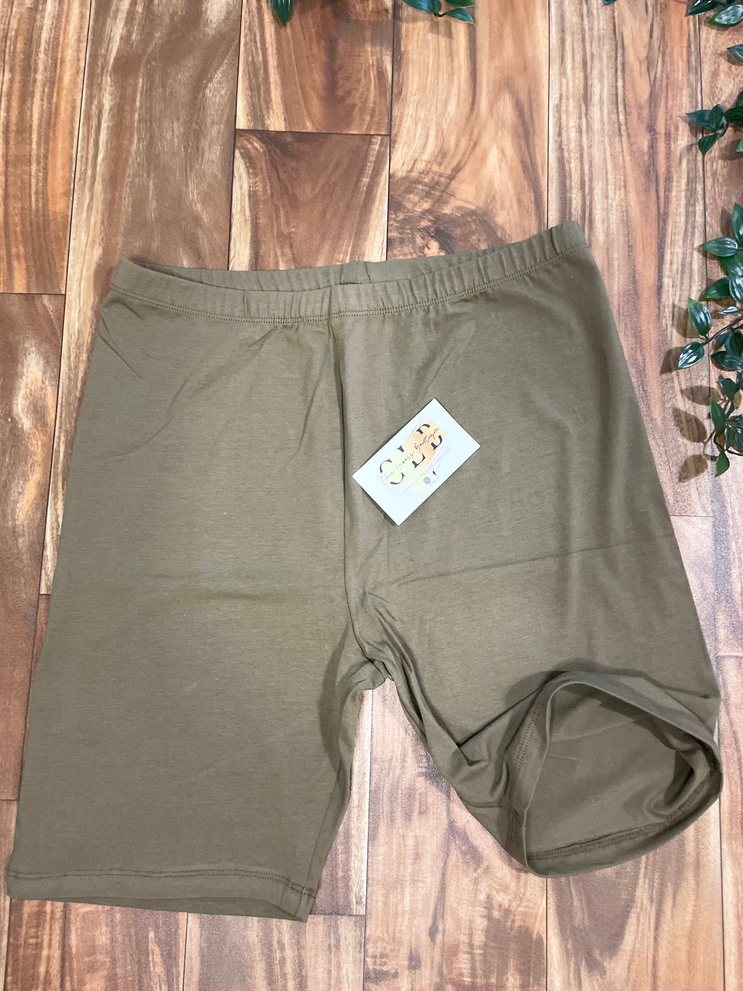 Olive Green Biker Shorts